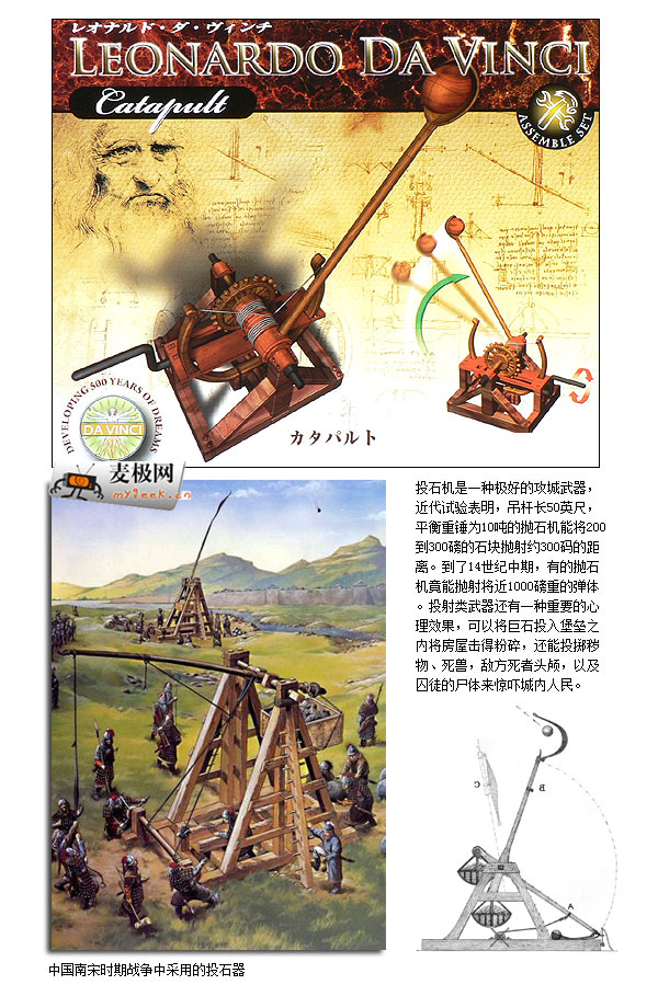 冷兵器时代最强悍的武器,达芬奇版威力增强型"石炮"catapult投石机